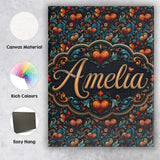 Personalised Name Luxurious Ornate Floral Custom  Unique Gift Idea Elegant Feature Canvas Wall Art Print Decor Picture Ready to Hang