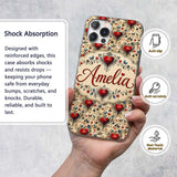 Vintage Red Heart Floral Swirl Printed Design Custom Name Protective Phone Case Mobile Cover Durable Everyday Smartphone Shock Resistant