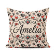 Custom Name Grunge Hand Drawn Black and Red Heart Doodle Pattern Square Filled Cushion Throw Pillow Sofa Bed Home Decor Zip Washable UK Made