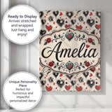 Personalised Name Grunge Hand Drawn Black Custom  Unique Gift Idea Elegant Feature Canvas Wall Art Print Decor Picture Ready to Hang