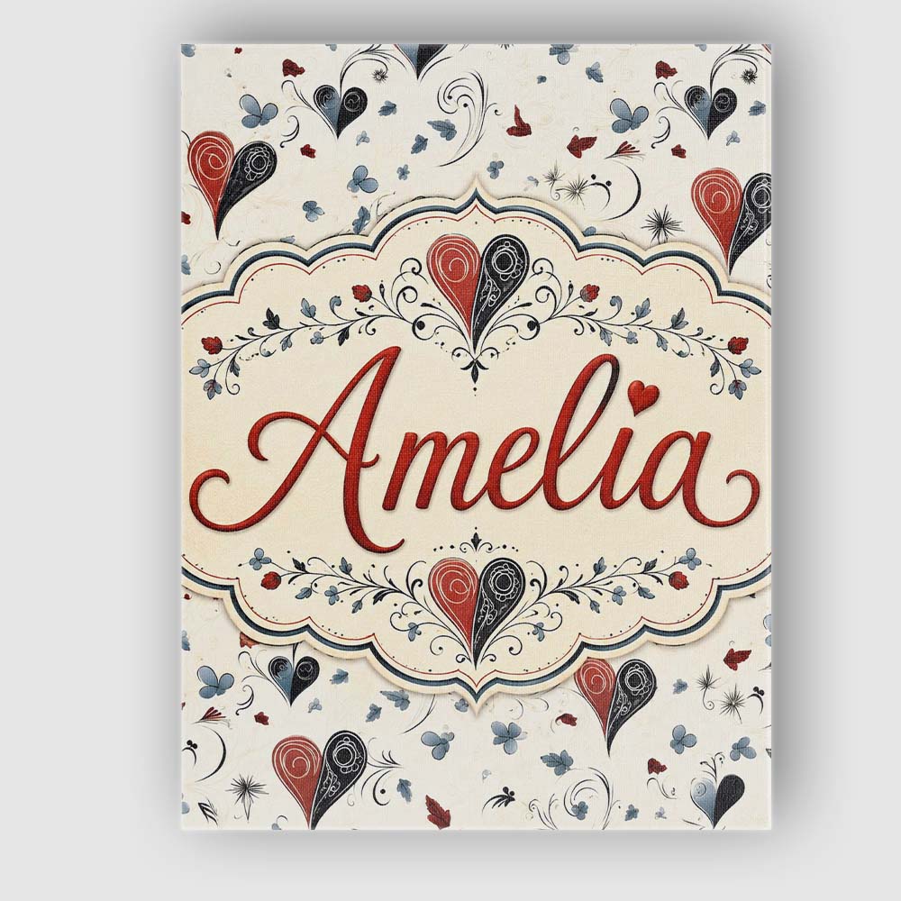 Personalised Name Elegant Abstract Heart Custom  Interior Decorative Contemporary Canvas Wall Art Print Decor Picture Ready to Hang