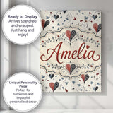 Personalised Name Elegant Abstract Heart Custom  Interior Decorative Contemporary Canvas Wall Art Print Decor Picture Ready to Hang
