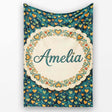 Artistic Blue and Gold Heart Swirl Textured Seamless Pattern Lovely  Personalised Custom Name Super Soft Fleece Blanket Bed Sofa Throw