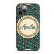 Artistic Blue and Gold Heart Swirl Printed Design Custom Name Protective Phone Case Mobile Cover Durable Everyday Smartphone Shock Resistant