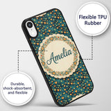 Artistic Blue and Gold Heart Swirl Printed Design Custom Name Protective Phone Case Mobile Cover Durable Everyday Smartphone Shock Resistant