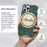 Artistic Blue and Gold Heart Swirl Printed Design Custom Name Protective Phone Case Mobile Cover Durable Everyday Smartphone Shock Resistant