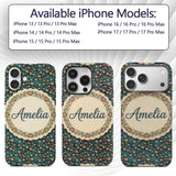 Artistic Blue and Gold Heart Swirl Printed Design Custom Name Protective Phone Case Mobile Cover Durable Everyday Smartphone Shock Resistant