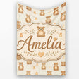 Cute Teddy Bear Minimal Nursery Seamless Pattern Cute Unique Gift  Personalised Custom Name Super Soft Fleece Blanket Bed Sofa Throw