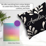 Custom Name Midnight Botanical Flow Black Cream Abstract Pattern Square Filled Cushion Throw Pillow Sofa Bed Home Decor Zip Washable UK Made