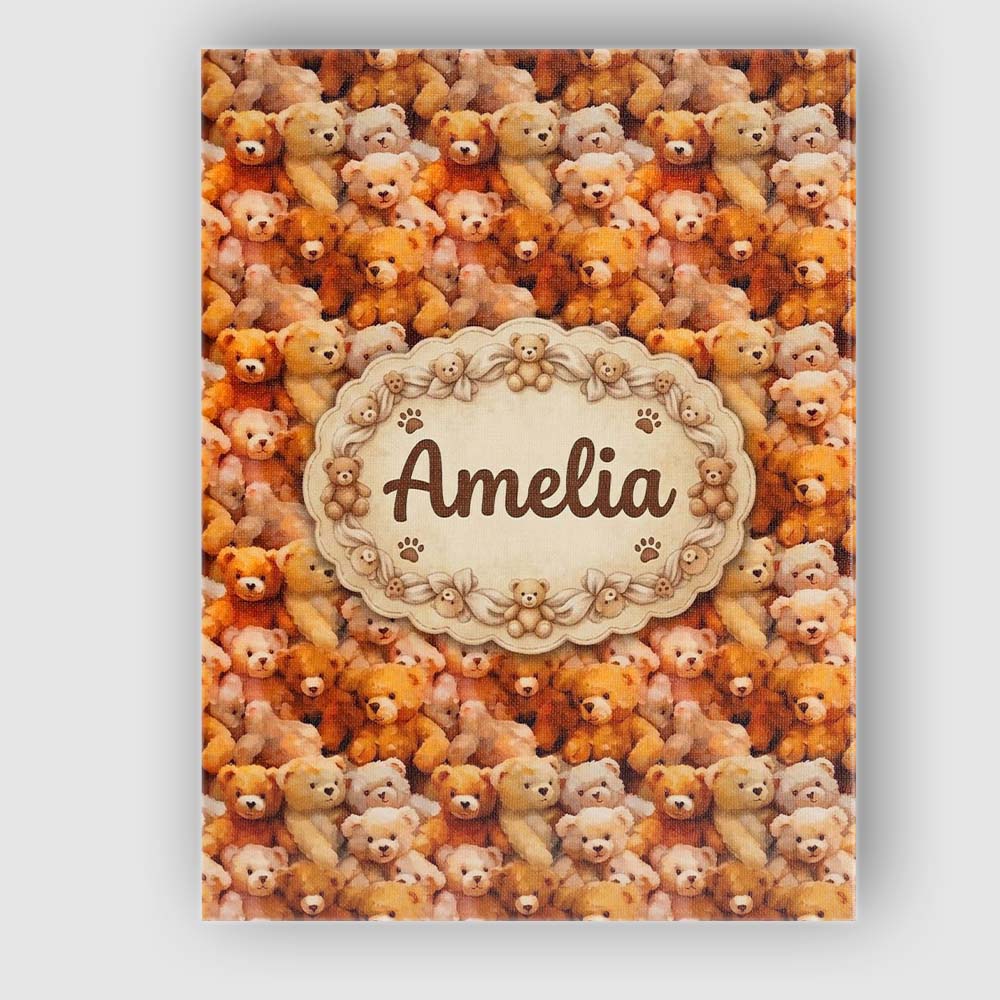 Personalised Name Soft Watercolor Teddy Custom  Modern Room Accent Elegant Feature Canvas Wall Art Print Decor Picture Ready to Hang