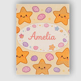 Personalised Name Cute Starfish Shell Cartoon Ocean Animal Pattern Custom  Unique Canvas Wall Art Print Decor Picture Ready to Hang