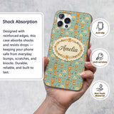 Cute Teddy Bear Sewing Theme Decorative Design Custom Name Protective Phone Case Mobile Cover Durable Everyday Smartphone Shock Resistant