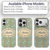Cute Teddy Bear Sewing Theme Decorative Design Custom Name Protective Phone Case Mobile Cover Durable Everyday Smartphone Shock Resistant