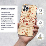 Cute Teddy Bears with Red Balloons Vintage Style Custom Name Protective Phone Case Mobile Cover Durable Everyday Smartphone Shock Resistant