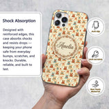 Cute Multicolor Teddy Bears with Bows and Floral Custom Name Protective Phone Case Mobile Cover Durable Everyday Smartphone Shock Resistant