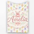 Pastel Rainbow Teddy Bears Soft Cute Seamless Pattern Lovely  Personalised Custom Name Super Soft Fleece Blanket Bed Sofa Throw