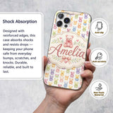Pastel Rainbow Teddy Bears Soft Cute Seamless Custom Name Protective Phone Case Mobile Cover Durable Everyday Smartphone Shock Resistant