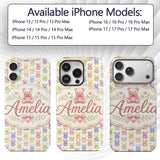Pastel Rainbow Teddy Bears Soft Cute Seamless Custom Name Protective Phone Case Mobile Cover Durable Everyday Smartphone Shock Resistant
