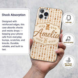 Vintage Distressed Teddy Bear Repeating Neutral Custom Name Protective Phone Case Mobile Cover Durable Everyday Smartphone Shock Resistant