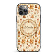 Cute Teddy Bears with Soft Neutral Background Custom Name Protective Phone Case Mobile Cover Durable Everyday Smartphone Shock Resistant