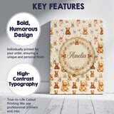 Personalised Name Cute Teddy Bears with Custom  Modern Room Accent Elegant Feature Canvas Wall Art Print Decor Picture Ready to Hang