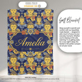 Golden Buddha Faces with Floral Elements Seamless Pattern Lovely  Personalised Custom Name Super Soft Fleece Blanket Bed Sofa Throw