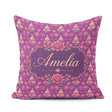 Custom Name Meditating Buddha with Lotus Flowers Purple Seamless Square Filled Cushion Throw Pillow Sofa Bed Home Decor Zip Washable UK Made