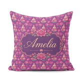 Custom Name Meditating Buddha with Lotus Flowers Purple Seamless Square Filled Cushion Throw Pillow Sofa Bed Home Decor Zip Washable UK Made
