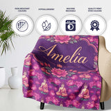 Meditating Buddha with Lotus Flowers Purple Seamless Pattern Lovely  Personalised Custom Name Super Soft Fleece Blanket Bed Sofa Throw