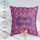 Custom Name Meditating Buddha with Lotus Flowers Purple Seamless Square Filled Cushion Throw Pillow Sofa Bed Home Decor Zip Washable UK Made