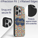 Buddha with Vibrant Floral Garden Blue Background Custom Name Protective Phone Case Mobile Cover Durable Everyday Smartphone Shock Resistant