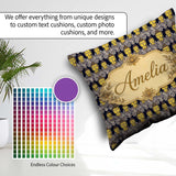 Custom Name Ornate Buddha Faces Detailed Pattern Seamless Design Square Filled Cushion Throw Pillow Sofa Bed Home Decor Zip Washable UK Made