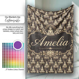Vintage Buddha Meditation Pattern Dark Background Seamless Design  Personalised Custom Name Super Soft Fleece Blanket Bed Sofa Throw