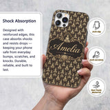 Vintage Buddha Meditation Pattern Dark Background Custom Name Protective Phone Case Mobile Cover Durable Everyday Smartphone Shock Resistant