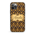 Golden Buddha Faces Ornate Pattern Printed Design Custom Name Protective Phone Case Mobile Cover Durable Everyday Smartphone Shock Resistant