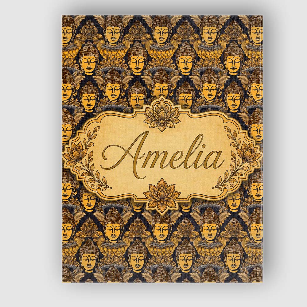 Personalised Name Golden Buddha Faces Custom Modern Room Accent Creative Decorator Style Canvas Wall Art Print Decor Picture Ready to Hang