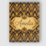 Personalised Name Golden Buddha Faces Custom Modern Room Accent Creative Decorator Style Canvas Wall Art Print Decor Picture Ready to Hang