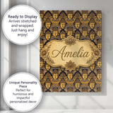 Personalised Name Golden Buddha Faces Custom Modern Room Accent Creative Decorator Style Canvas Wall Art Print Decor Picture Ready to Hang