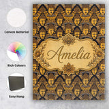 Personalised Name Golden Buddha Faces Custom Modern Room Accent Creative Decorator Style Canvas Wall Art Print Decor Picture Ready to Hang