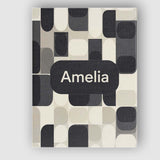 Personalised Name Modern Rounded Shapes Black Grey Minimalist Custom Contemporary Display Canvas Wall Art Print Decor Picture Ready to Hang