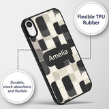 Modern Rounded Shapes Black Grey Printed Design Custom Name Protective Phone Case Mobile Cover Durable Everyday Smartphone Shock Resistant