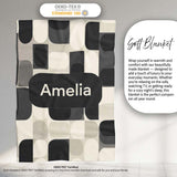 Modern Rounded Shapes Black Grey Minimalist Geometric Pattern Lovely  Personalised Custom Name Super Soft Fleece Blanket Bed Sofa Throw