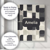 Personalised Name Modern Rounded Shapes Black Grey Minimalist Custom Contemporary Display Canvas Wall Art Print Decor Picture Ready to Hang