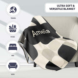 Modern Rounded Shapes Black Grey Minimalist Geometric Pattern Lovely  Personalised Custom Name Super Soft Fleece Blanket Bed Sofa Throw