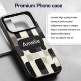 Modern Rounded Shapes Black Grey Printed Design Custom Name Protective Phone Case Mobile Cover Durable Everyday Smartphone Shock Resistant