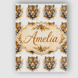 Personalised Name Watercolor Tiger Face Custom  Modern Room Accent Elegant Feature Canvas Wall Art Print Decor Picture Ready to Hang