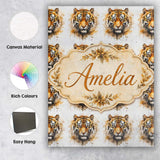 Personalised Name Watercolor Tiger Face Custom  Modern Room Accent Elegant Feature Canvas Wall Art Print Decor Picture Ready to Hang