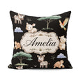 Custom Name Safari Animals Zebra Rhino on Black Seamless Pattern Square Filled Cushion Throw Pillow Sofa Bed Home Decor Zip Washable UK Made