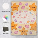 Personalised Name Cute Starfish Shell Cartoon Ocean Animal Pattern Custom  Unique Canvas Wall Art Print Decor Picture Ready to Hang
