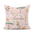 Custom Name Safari Animals Zebra Rhino Turtle Soft Pink Seamless Square Filled Cushion Throw Pillow Sofa Bed Home Decor Zip Washable UK Made